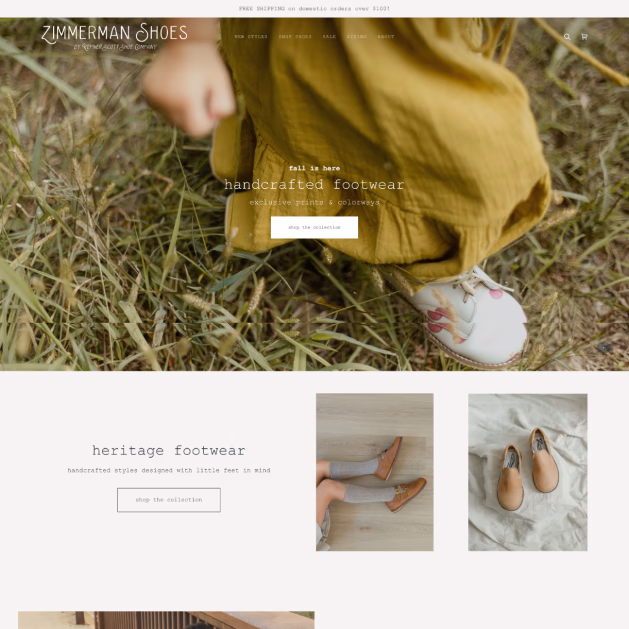 Zimmerman Shoes website